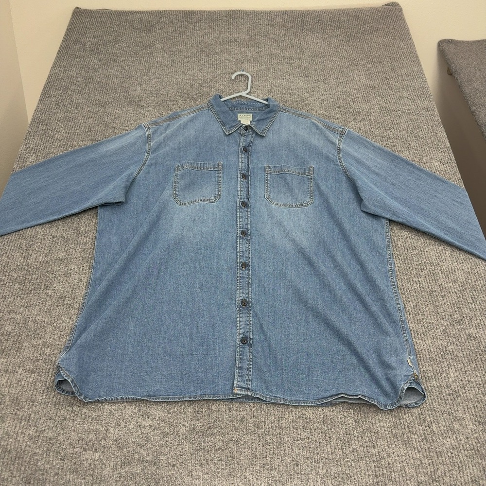 LL Bean Shirt Mens XXXL Blue Cotton Denim Traditional Fit Button Down Casual